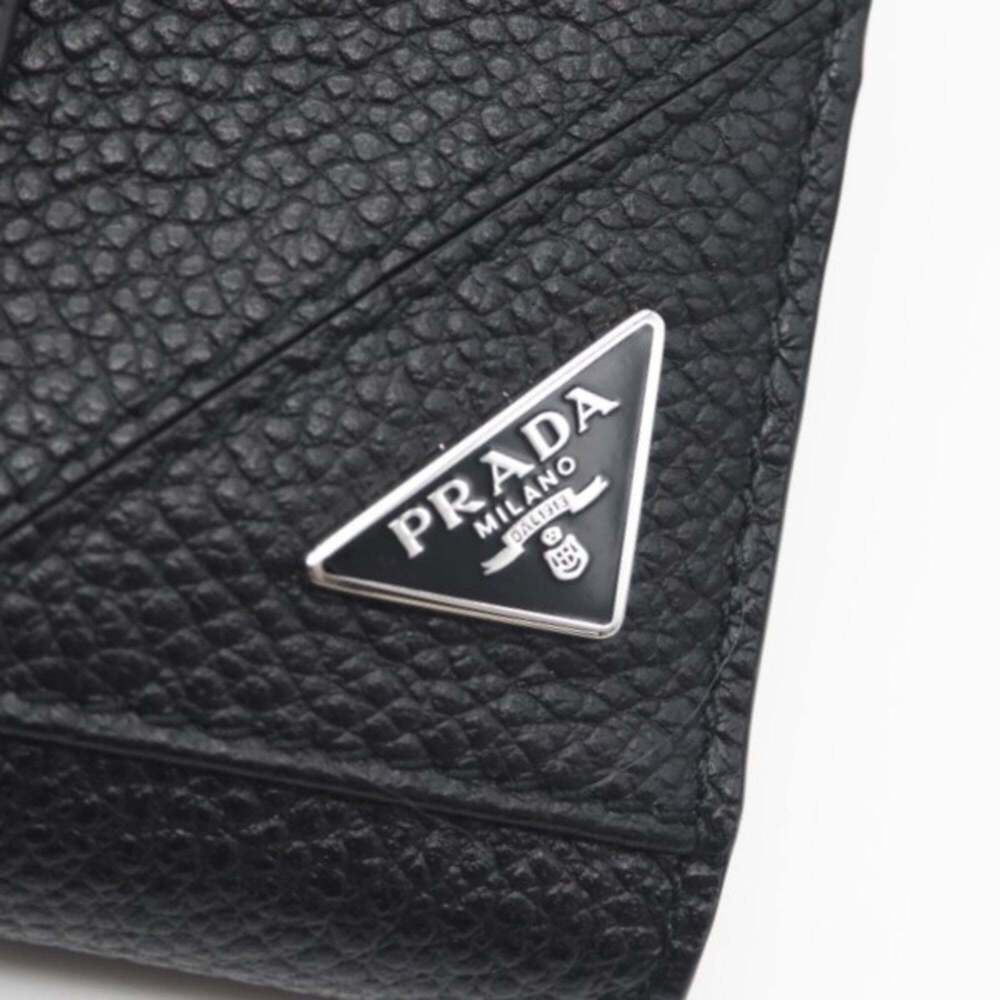 PRADA Vitello Micrograin Triangle Compact Wallet … - image 11